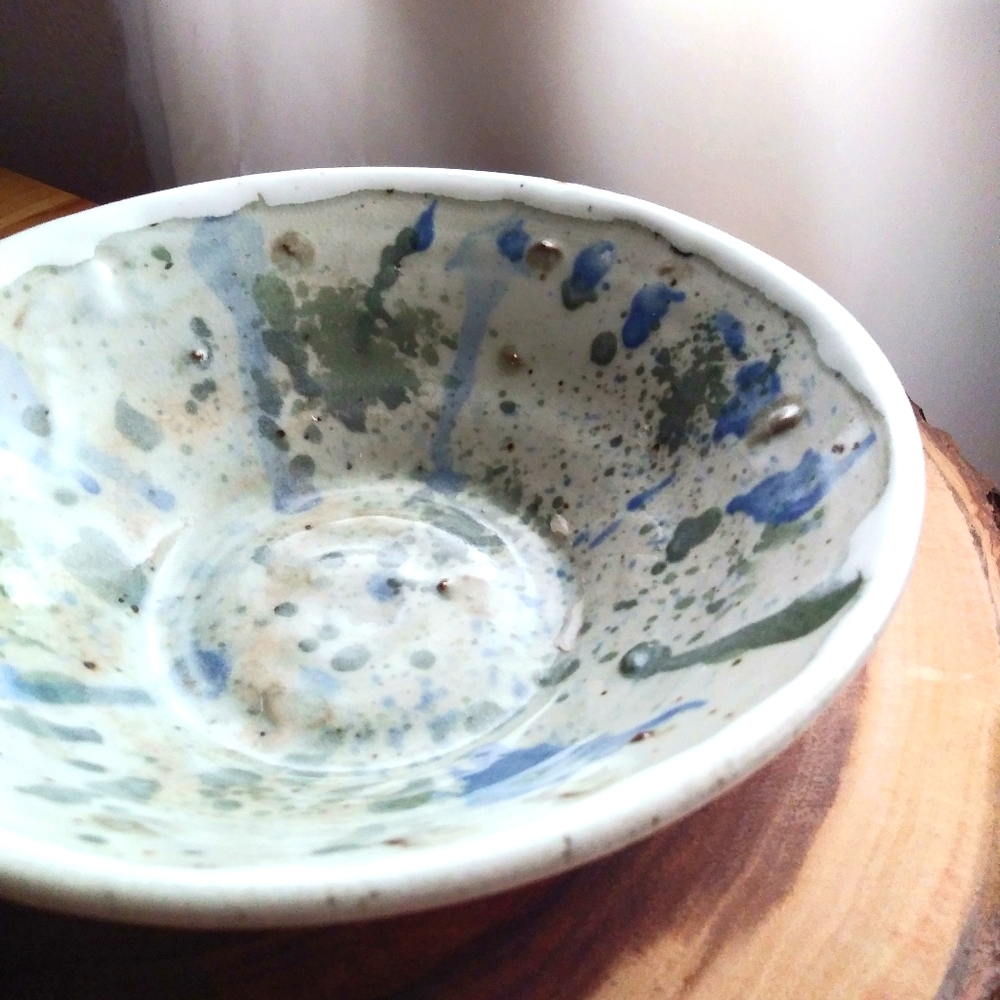 Vintage Hand Thrown Glazed Ceramic Bowl